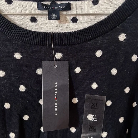 NWT Tommy Hilfiger navy polka dotted sweater sz XL - Picture 3 of 3